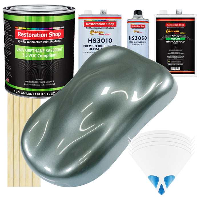 Steel Gray Metallic - LOW VOC Urethane Basecoat with Premium Clearcoat Auto Paint - Complete Medium Gallon Paint Kit - Professional Automotive Coating