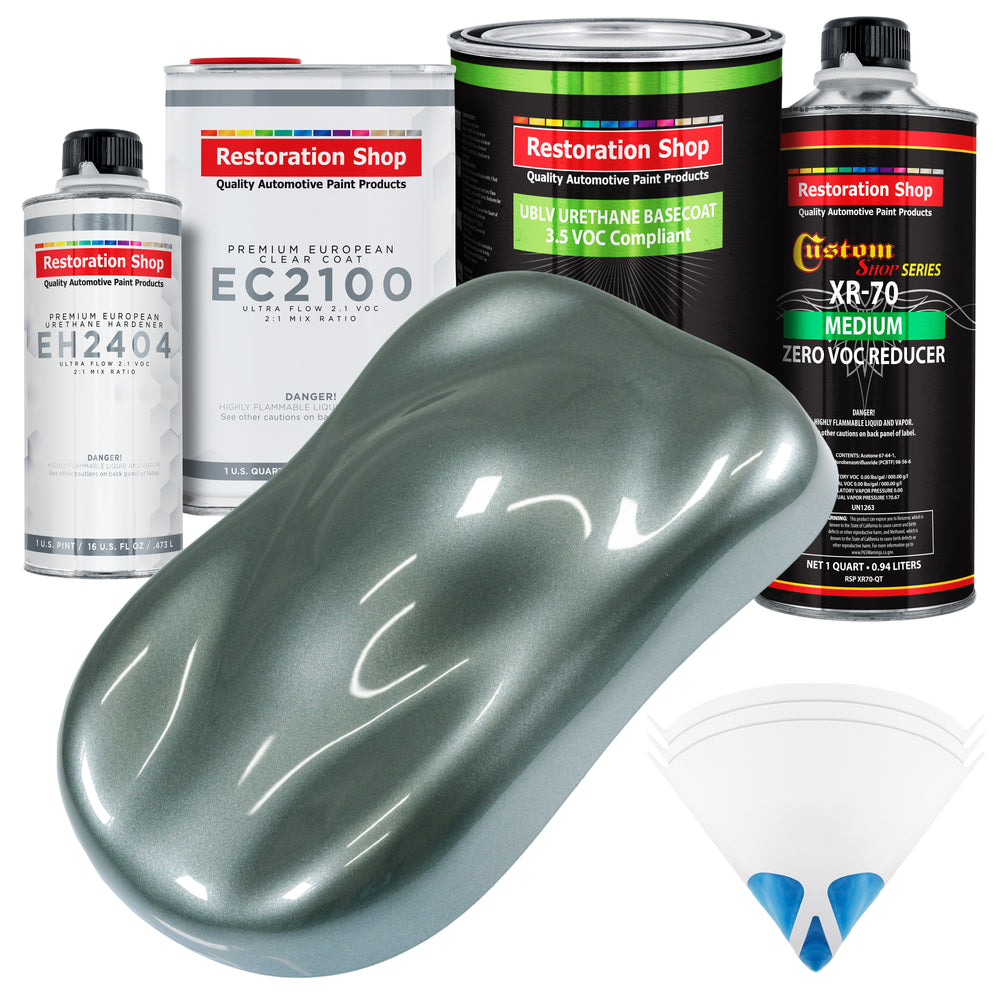 Steel Gray Metallic - LOW VOC Urethane Basecoat with European Clearcoat Auto Paint - Complete Quart Paint Color Kit - Automotive Coating