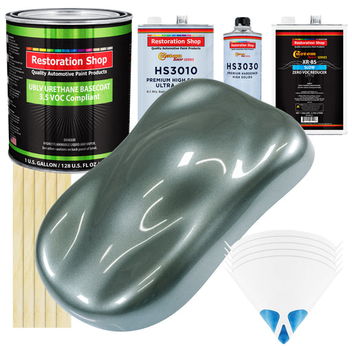 Steel Gray Metallic - LOW VOC Urethane Basecoat with Premium Clearcoat Auto Paint - Complete Slow Gallon Paint Kit - Professional Automotive Coating