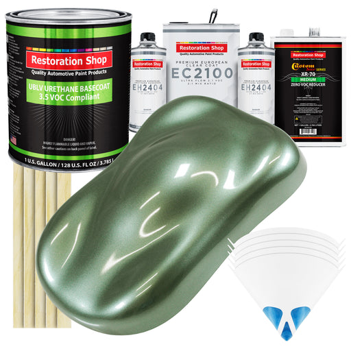 Fern Green Metallic - LOW VOC Urethane Basecoat with European Clearcoat Auto Paint - Complete Gallon Paint Color Kit - Automotive Coating