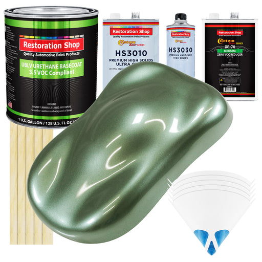 Fern Green Metallic - LOW VOC Urethane Basecoat with Premium Clearcoat Auto Paint - Complete Medium Gallon Paint Kit - Professional Automotive Coating