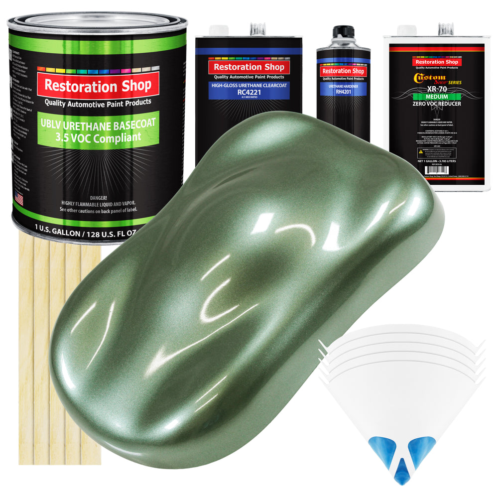 Fern Green Metallic - LOW VOC Urethane Basecoat with Clearcoat Auto Paint - Complete Medium Gallon Paint Kit - Professional Gloss Automotive Coating