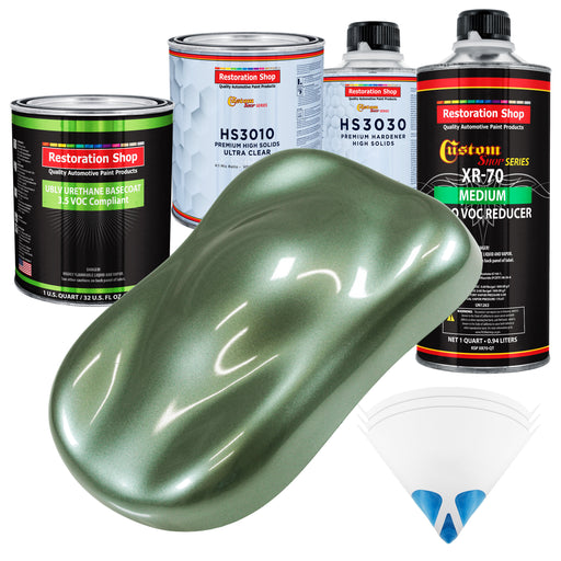 Fern Green Metallic - LOW VOC Urethane Basecoat with Premium Clearcoat Auto Paint - Complete Medium Quart Paint Kit - Professional Automotive Coating