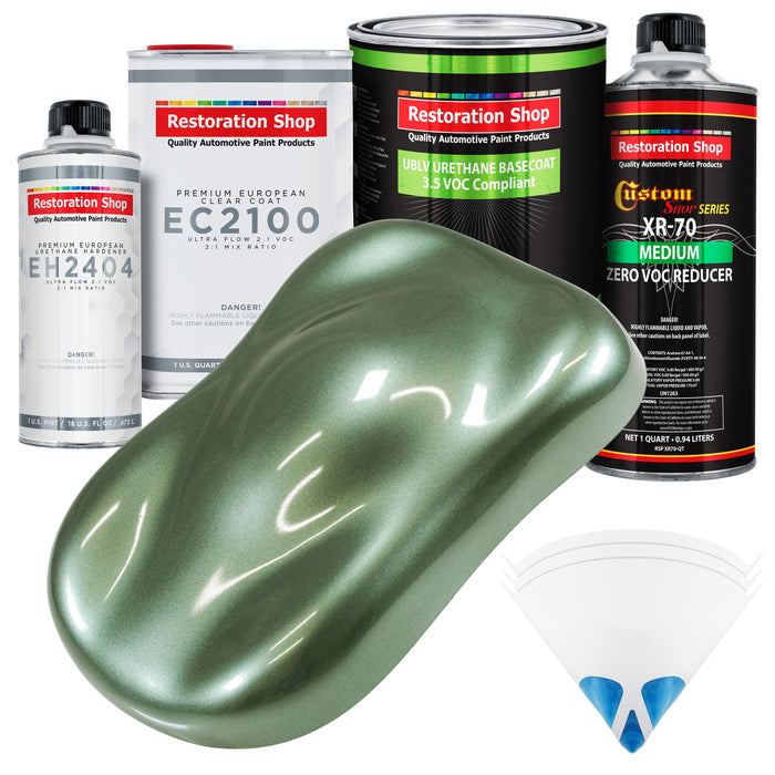 Fern Green Metallic - LOW VOC Urethane Basecoat with European Clearcoat Auto Paint - Complete Quart Paint Color Kit - Automotive Coating