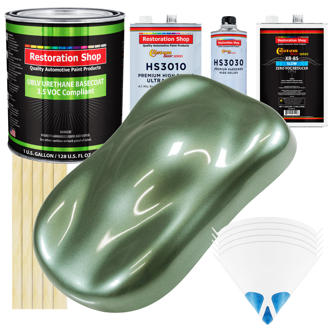 Fern Green Metallic - LOW VOC Urethane Basecoat with Premium Clearcoat Auto Paint - Complete Slow Gallon Paint Kit - Professional Automotive Coating
