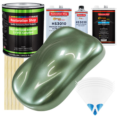 Fern Green Metallic - LOW VOC Urethane Basecoat with Premium Clearcoat Auto Paint - Complete Slow Gallon Paint Kit - Professional Automotive Coating