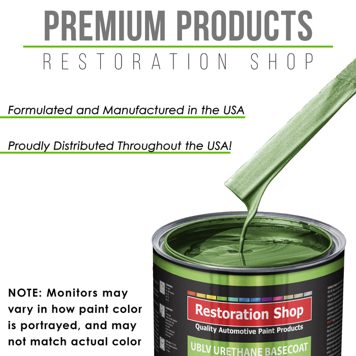 Medium Green Metallic - LOW VOC Urethane Basecoat Auto Paint, Gallon Paint Color Only, Professional High Gloss Automotive, Car, Truck Refinish Coating