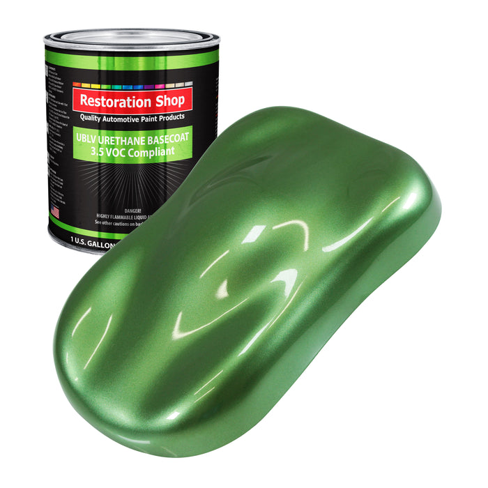 Medium Green Metallic - LOW VOC Urethane Basecoat Auto Paint, Gallon Paint Color Only, Professional High Gloss Automotive, Car, Truck Refinish Coating