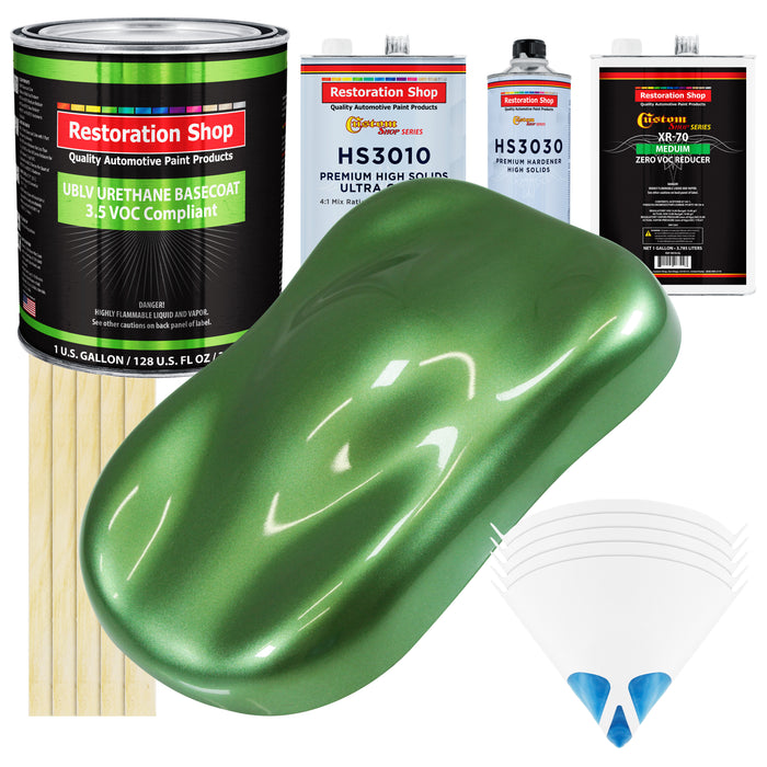 Medium Green Metallic - LOW VOC Urethane Basecoat with Premium Clearcoat Auto Paint (Complete Medium Gallon Paint Kit) Professional Automotive Coating