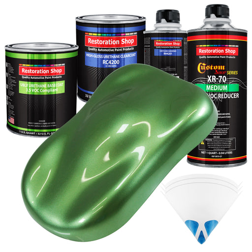 Medium Green Metallic - Low VOC Urethane Basecoat with Clearcoat Auto Paint, 1 Quart Kit - Complete Medium Quart Paint Kit - Pro Automotive Coating