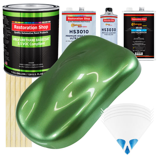 Medium Green Metallic - LOW VOC Urethane Basecoat with Premium Clearcoat Auto Paint - Complete Slow Gallon Paint Kit - Professional Automotive Coating