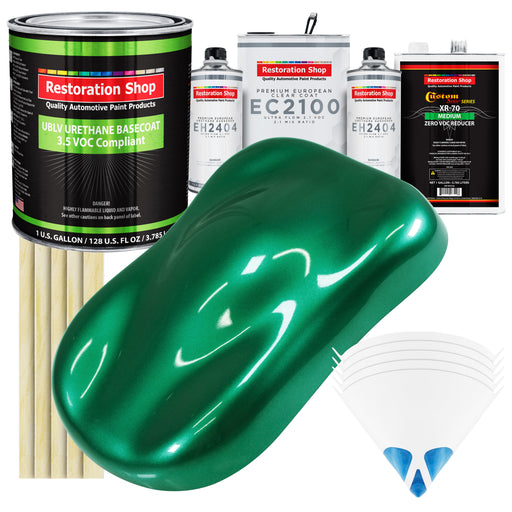 Rally Green Metallic - LOW VOC Urethane Basecoat with European Clearcoat Auto Paint - Complete Gallon Paint Color Kit - Automotive Coating