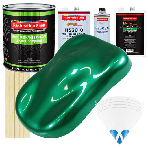 Rally Green Metallic - LOW VOC Urethane Basecoat with Premium Clearcoat Auto Paint (Complete Medium Gallon Paint Kit) Professional Automotive Coating