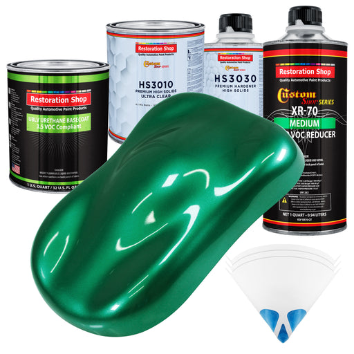 Rally Green Metallic - LOW VOC Urethane Basecoat with Premium Clearcoat Auto Paint - Complete Medium Quart Paint Kit - Professional Automotive Coating
