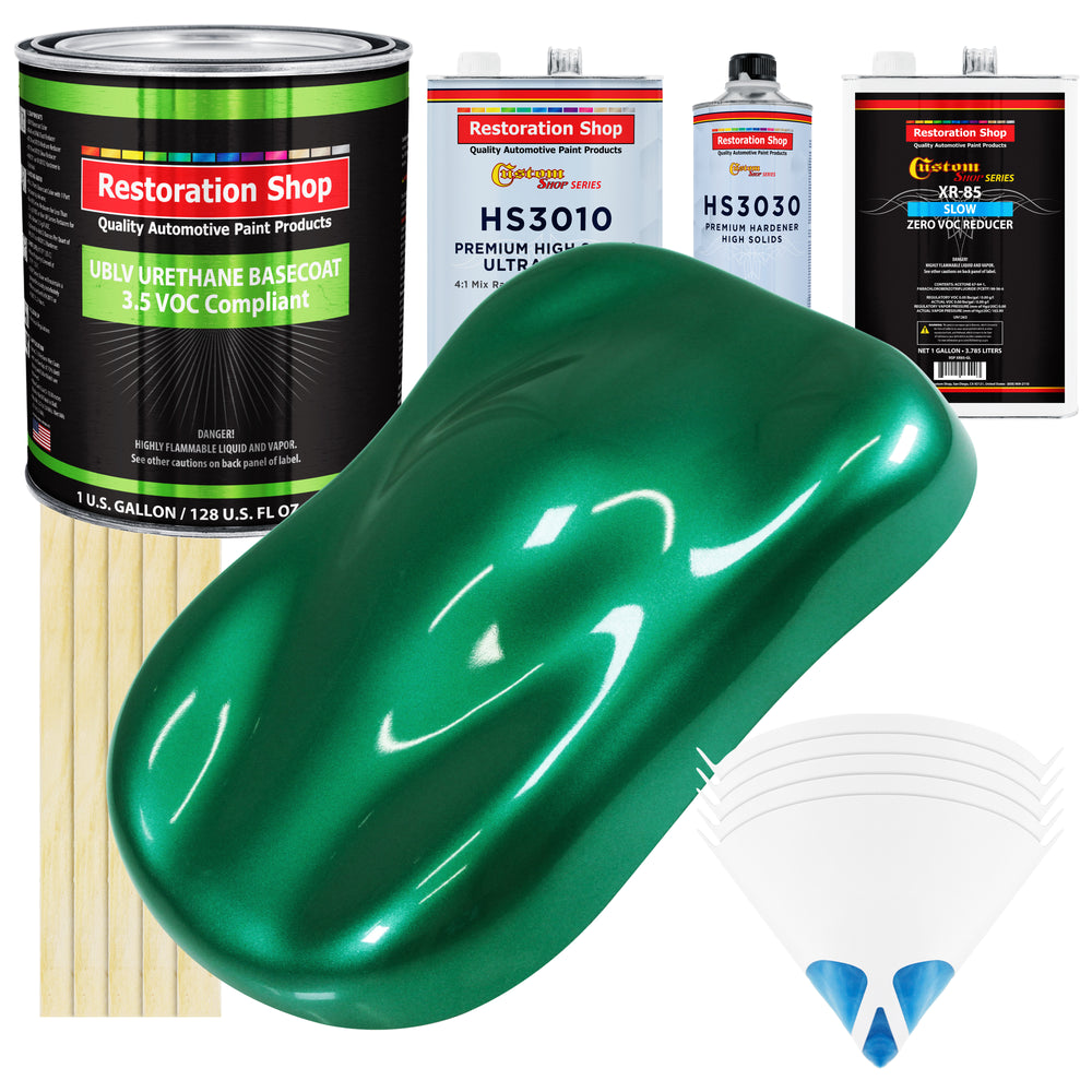 Rally Green Metallic - LOW VOC Urethane Basecoat with Premium Clearcoat Auto Paint - Complete Slow Gallon Paint Kit - Professional Automotive Coating