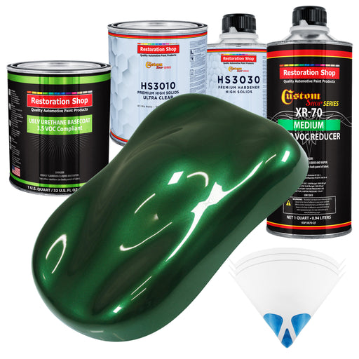 British Racing Green Metallic - LOW VOC Urethane Basecoat with Premium Clearcoat Auto Paint - Complete Medium Quart Paint Kit - Pro Automotive Coating