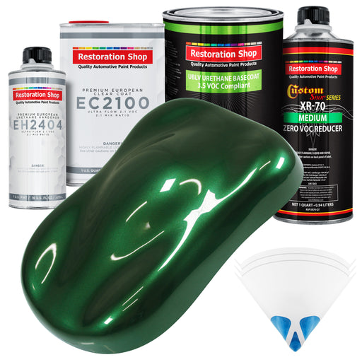 British Racing Green Metallic - LOW VOC Urethane Basecoat with European Clearcoat Auto Paint - Complete Quart Paint Color Kit - Automotive Coating