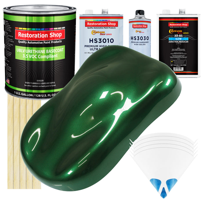 British Racing Green Metallic - LOW VOC Urethane Basecoat with Premium Clearcoat Auto Paint - Complete Slow Gallon Paint Kit - Pro Automotive Coating