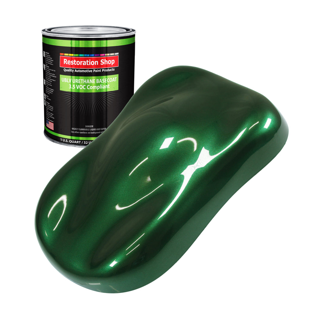 British Racing Green Metallic - LOW VOC Urethane Basecoat Auto Paint - Quart Paint Color Only - Professional High Gloss Automotive Coating