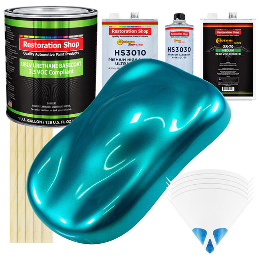 Teal Green Metallic - LOW VOC Urethane Basecoat with Premium Clearcoat Auto Paint - Complete Medium Gallon Paint Kit - Professional Automotive Coating