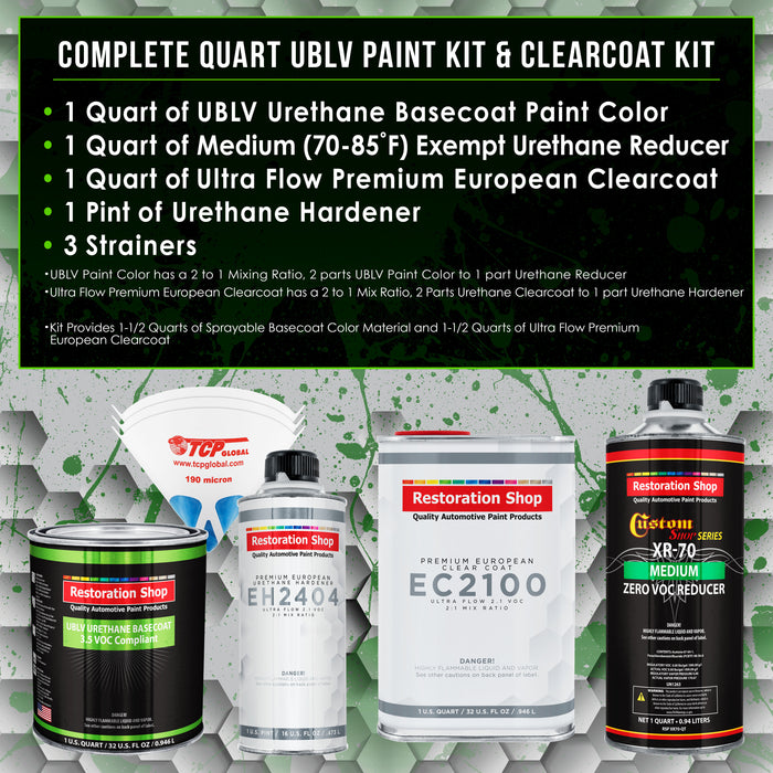 Teal Green Metallic - LOW VOC Urethane Basecoat with European Clearcoat Auto Paint - Complete Quart Paint Color Kit - Automotive Coating