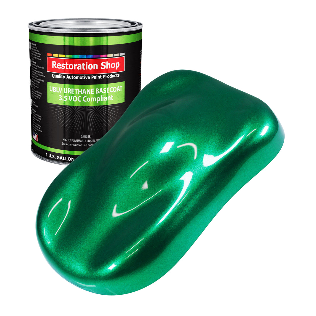 Emerald Green Metallic - LOW VOC Urethane Basecoat Auto Paint - Gallon Paint Color Only - Professional Gloss Automotive Car Truck Refinish Coating
