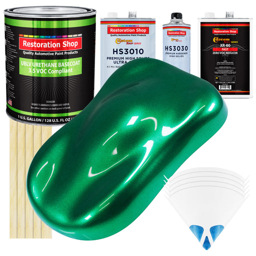 Emerald Green Metallic - LOW VOC Urethane Basecoat with Premium Clearcoat Auto Paint (Complete Fast Gallon Paint Kit) Professional Automotive Coating