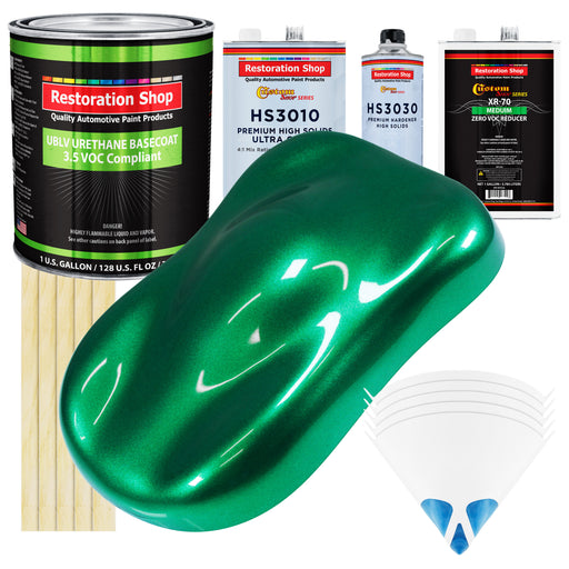 Emerald Green Metallic - LOW VOC Urethane Basecoat with Premium Clearcoat Auto Paint - Complete Medium Gallon Paint Kit - Pro Automotive Coating