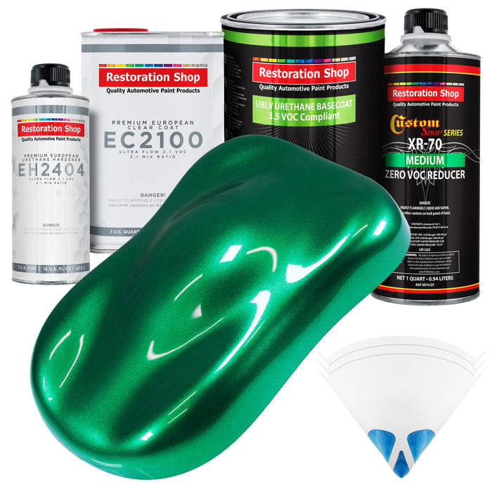 Emerald Green Metallic - LOW VOC Urethane Basecoat with European Clearcoat Auto Paint - Complete Quart Paint Color Kit - Automotive Coating