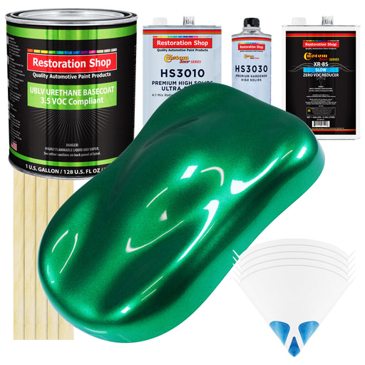 Emerald Green Metallic - LOW VOC Urethane Basecoat with Premium Clearcoat Auto Paint (Complete Slow Gallon Paint Kit) Professional Automotive Coating