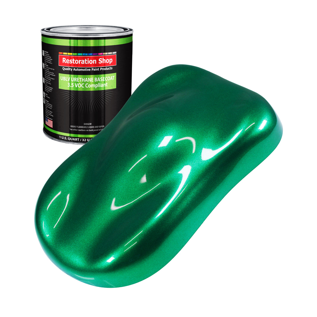 Emerald Green Metallic - LOW VOC Urethane Basecoat Auto Paint - Quart Paint Color Only - Professional High Gloss Automotive Coating