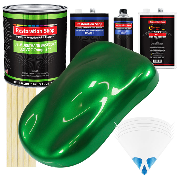 Gasser Green Metallic - LOW VOC Urethane Basecoat with Clearcoat Auto Paint - Complete Fast Gallon Paint Kit - Professional Gloss Automotive Coating