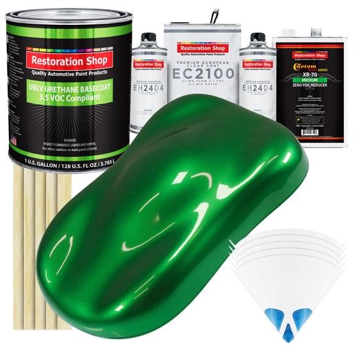 Gasser Green Metallic - LOW VOC Urethane Basecoat with European Clearcoat Auto Paint - Complete Gallon Paint Color Kit - Automotive Coating
