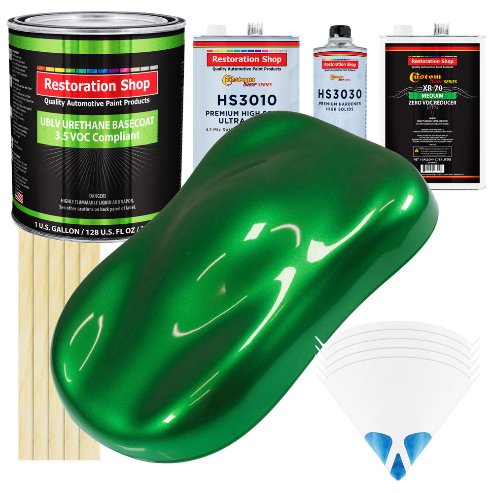 Gasser Green Metallic - LOW VOC Urethane Basecoat with Premium Clearcoat Auto Paint (Complete Medium Gallon Paint Kit) Professional Automotive Coating