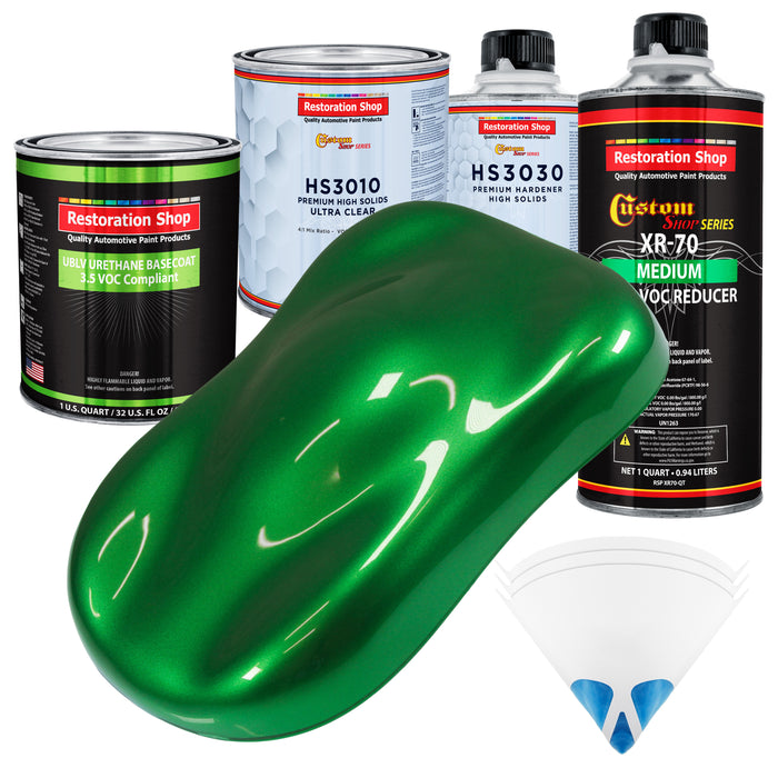 Gasser Green Metallic - LOW VOC Urethane Basecoat with Premium Clearcoat Auto Paint (Complete Medium Quart Paint Kit) Professional Automotive Coating