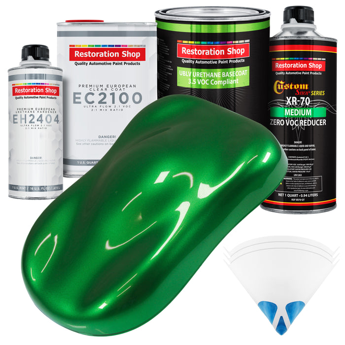 Gasser Green Metallic - LOW VOC Urethane Basecoat with European Clearcoat Auto Paint - Complete Quart Paint Color Kit - Automotive Coating