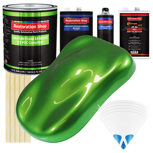 Synergy Green Metallic - LOW VOC Urethane Basecoat with Clearcoat Auto Paint - Complete Fast Gallon Paint Kit - Professional Gloss Automotive Coating