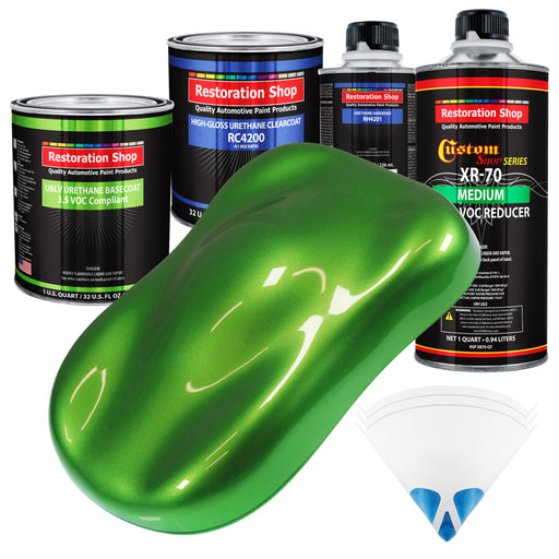 Synergy Green Metallic - LOW VOC Urethane Basecoat with Clearcoat Auto Paint - Complete Medium Quart Paint Kit - Professional Gloss Automotive Coating