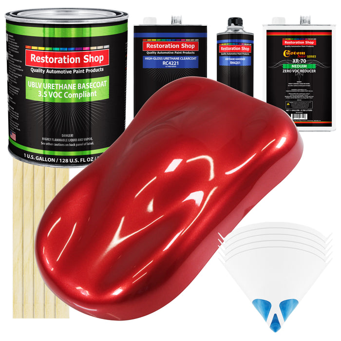 Firethorn Red Pearl - LOW VOC Urethane Basecoat with Clearcoat Auto Paint - Complete Medium Gallon Paint Kit - Professional Gloss Automotive Coating