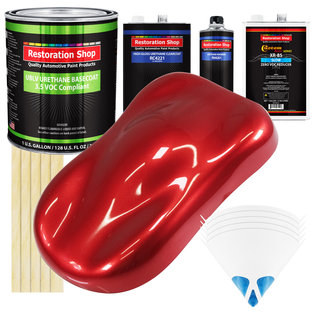 Firethorn Red Pearl - LOW VOC Urethane Basecoat with Clearcoat Auto Paint (Complete Slow Gallon Paint Kit) Professional High Gloss Automotive Coating