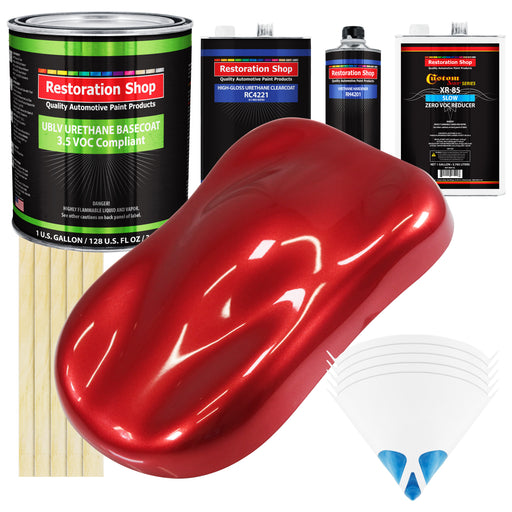 Firethorn Red Pearl - LOW VOC Urethane Basecoat with Clearcoat Auto Paint (Complete Slow Gallon Paint Kit) Professional High Gloss Automotive Coating