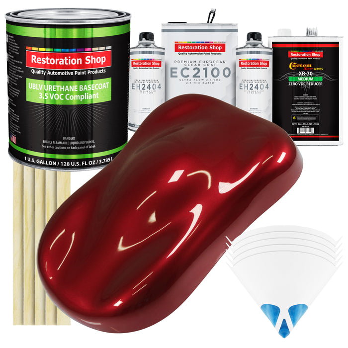 Fire Red Pearl - LOW VOC Urethane Basecoat with European Clearcoat Auto Paint - Complete Gallon Paint Color Kit - Automotive Coating