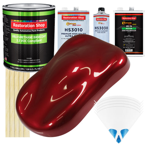 Fire Red Pearl - LOW VOC Urethane Basecoat with Premium Clearcoat Auto Paint (Complete Medium Gallon Paint Kit) Professional Gloss Automotive Coating
