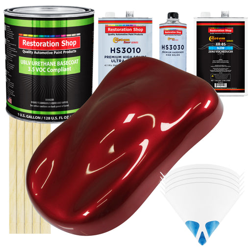 Fire Red Pearl - LOW VOC Urethane Basecoat with Premium Clearcoat Auto Paint - Complete Slow Gallon Paint Kit - Professional Gloss Automotive Coating