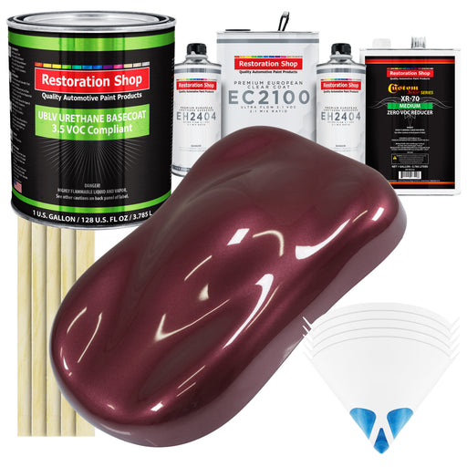 Vintage Burgundy Metallic - LOW VOC Urethane Basecoat with European Clearcoat Auto Paint - Complete Gallon Paint Color Kit - Automotive Coating