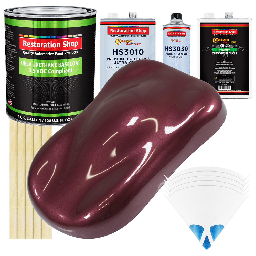 Vintage Burgundy Metallic - LOW VOC Urethane Basecoat with Premium Clearcoat Auto Paint - Complete Medium Gallon Paint Kit - Pro Automotive Coating