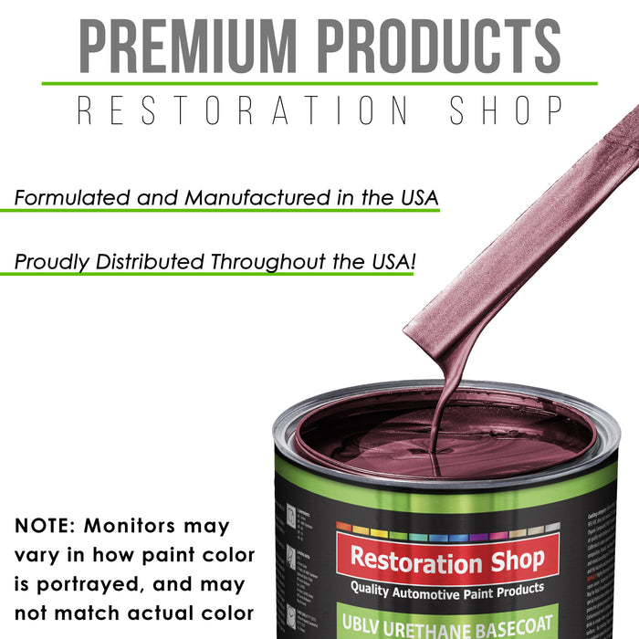 Vintage Burgundy Metallic - LOW VOC Urethane Basecoat with Premium Clearcoat Auto Paint - Complete Medium Quart Paint Kit - Pro Automotive Coating