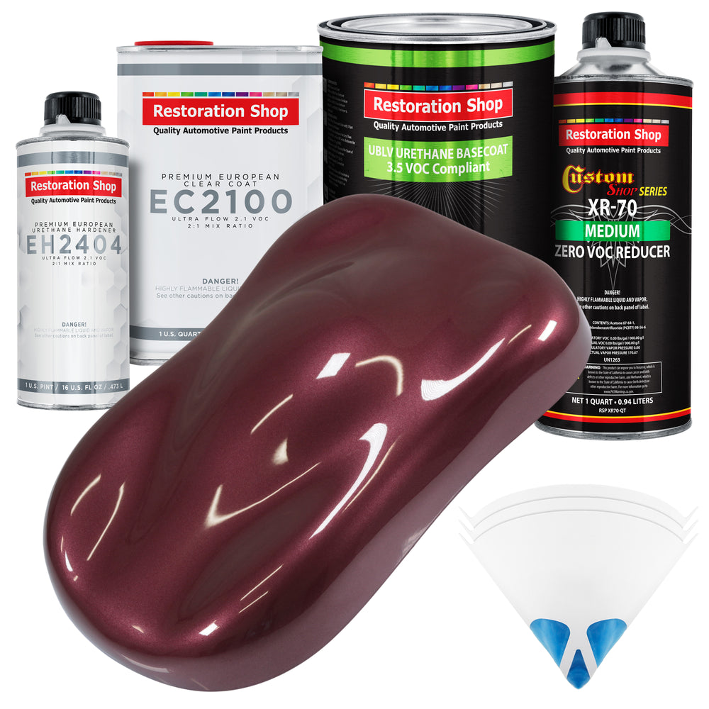 Vintage Burgundy Metallic - LOW VOC Urethane Basecoat with European Clearcoat Auto Paint - Complete Quart Paint Color Kit - Automotive Coating