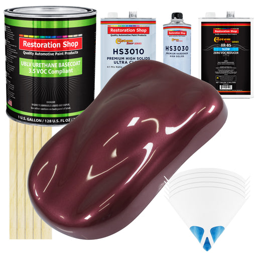 Vintage Burgundy Metallic - LOW VOC Urethane Basecoat with Premium Clearcoat Auto Paint - Complete Slow Gallon Paint Kit - Pro Automotive Coating