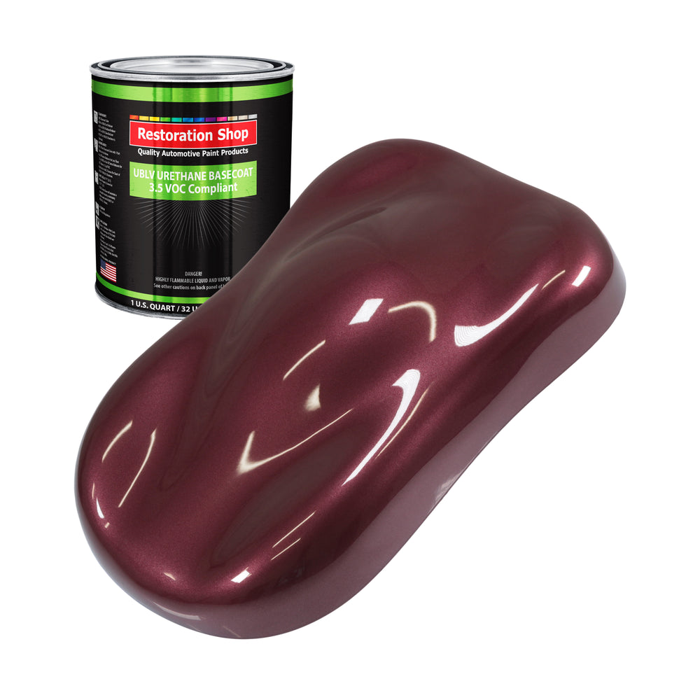 Vintage Burgundy Metallic - LOW VOC Urethane Basecoat Auto Paint - Quart Paint Color Only - Professional High Gloss Automotive Coating